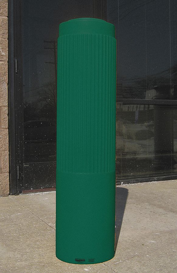 Bollard Ribbed, 52 In H, 10 In Dia, Green