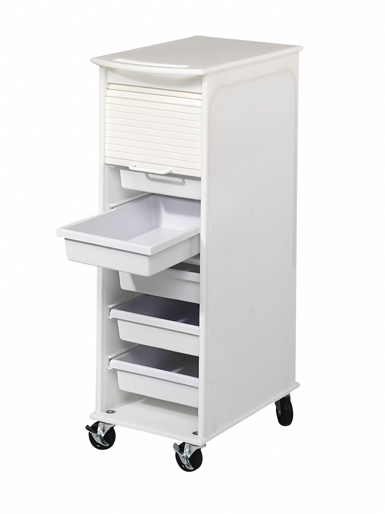 Cart, Lock Roll Top, Wht/Clr HDPE/Acrylic