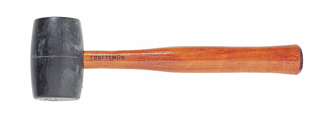 Rubber Mallet, Hickory, 13 In, 16 oz.