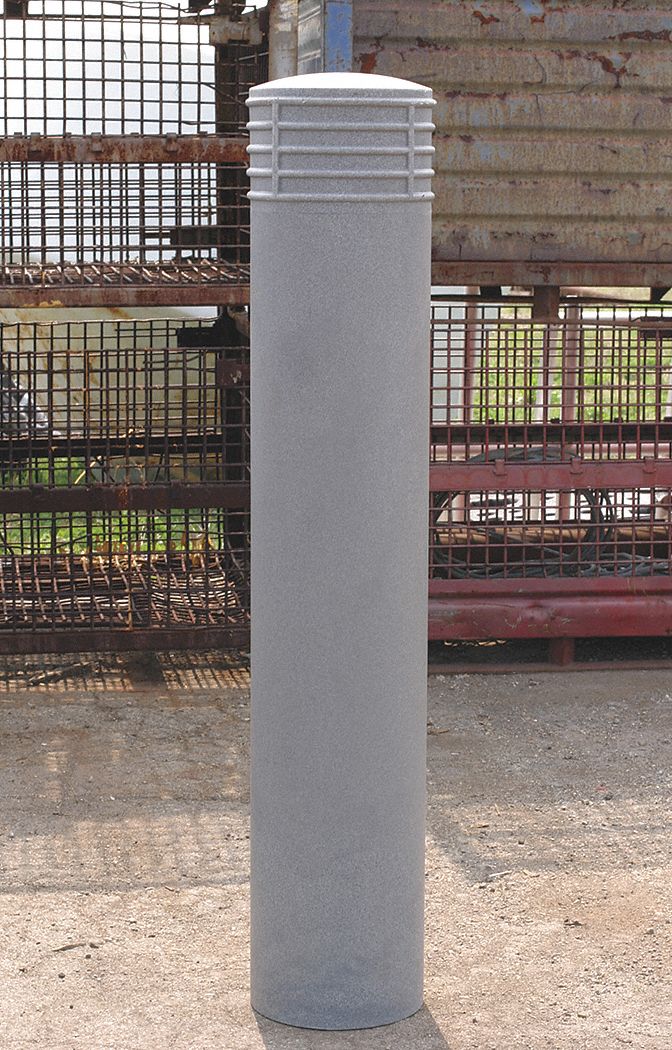 Bollard Cinco, 49 In H, 10 In Dia, Gray