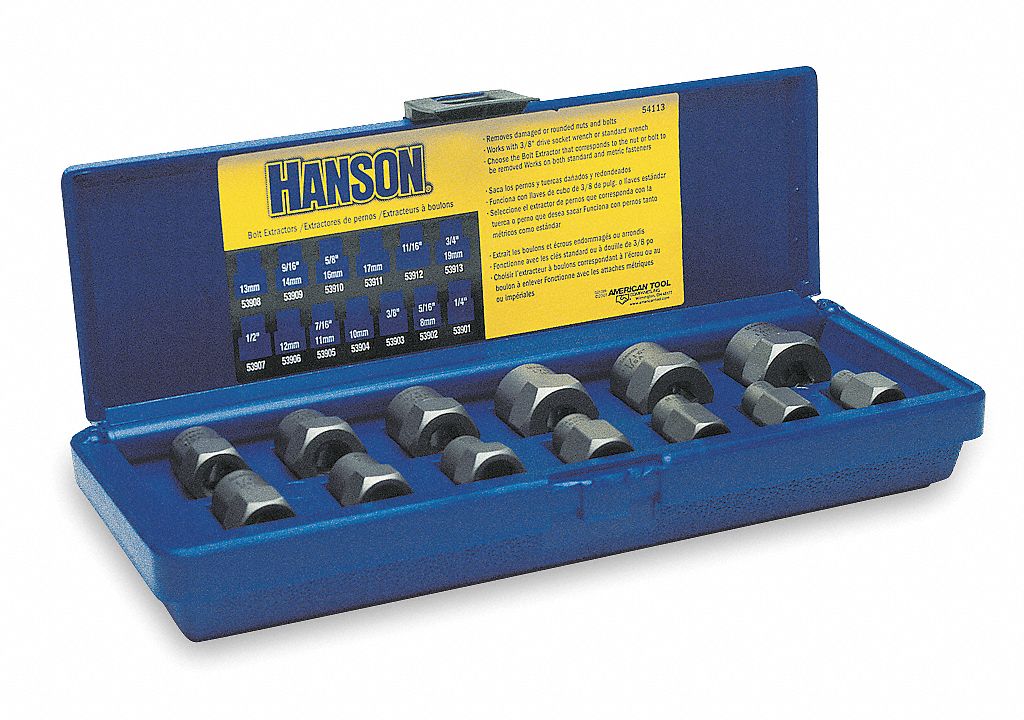 Bolt Extractor Set, 1/4-3/4 In, 13Pc