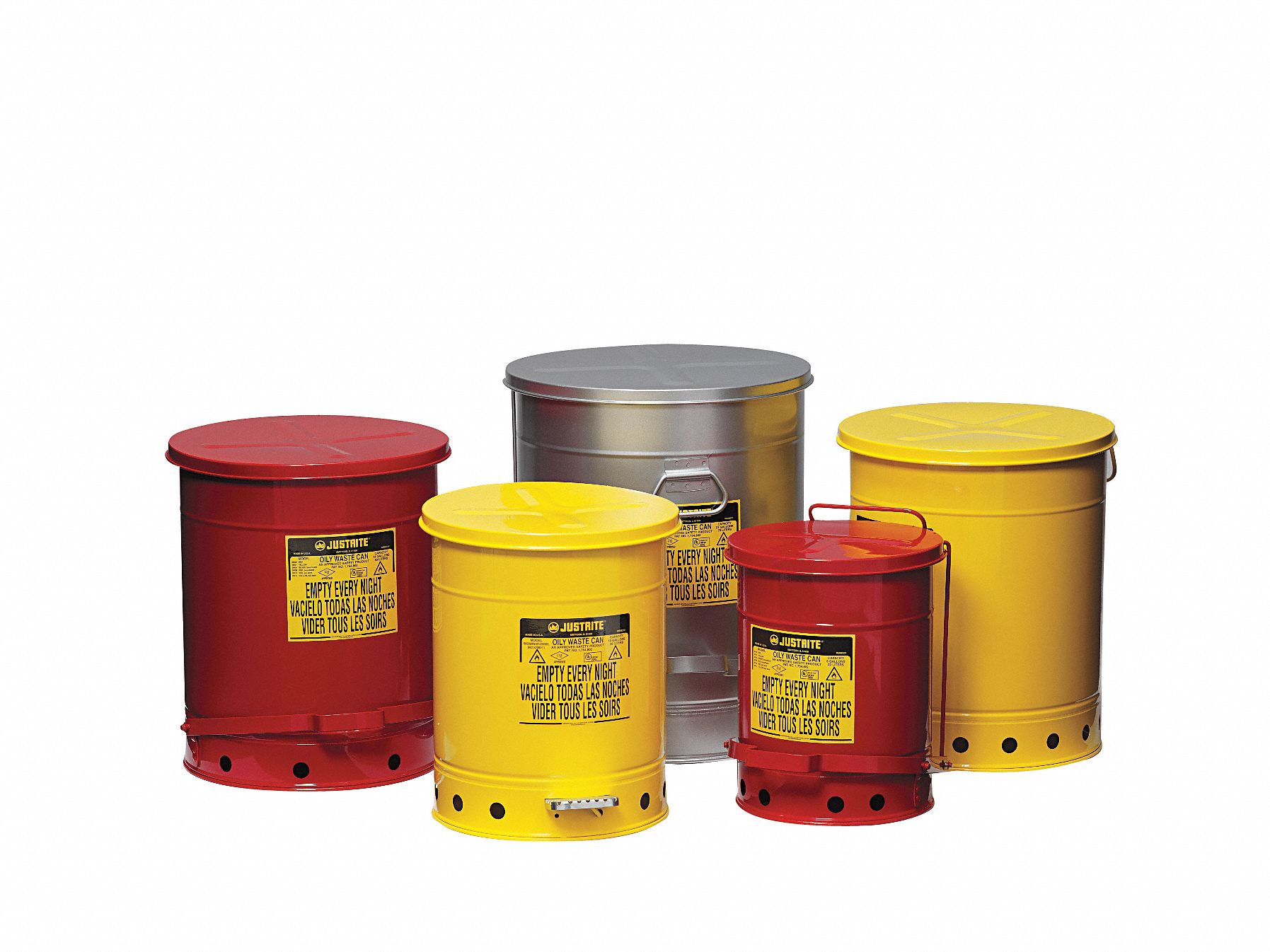 Oily Waste Can, 14 Gal., Steel, Red