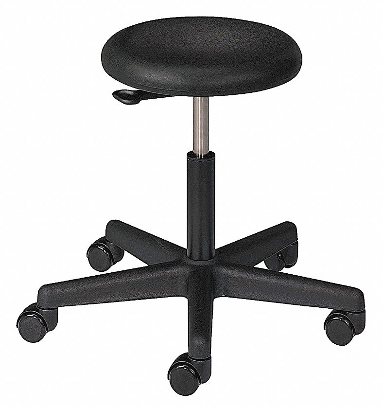 Round Pneumatic Stool, Blck, 19-1/2 to 27
