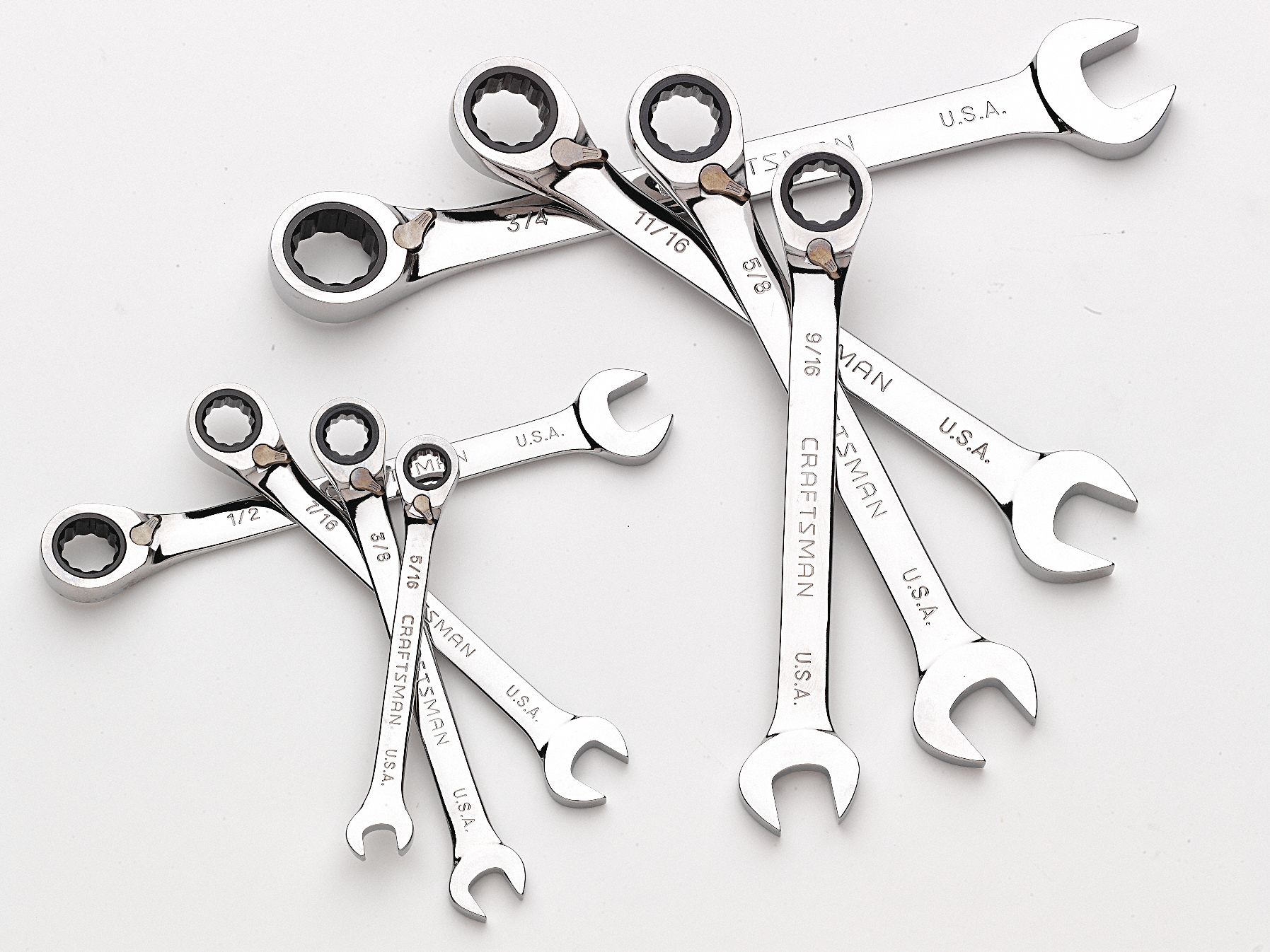 Reversible Wrench Set, SAE, 72 pt., 8 PC