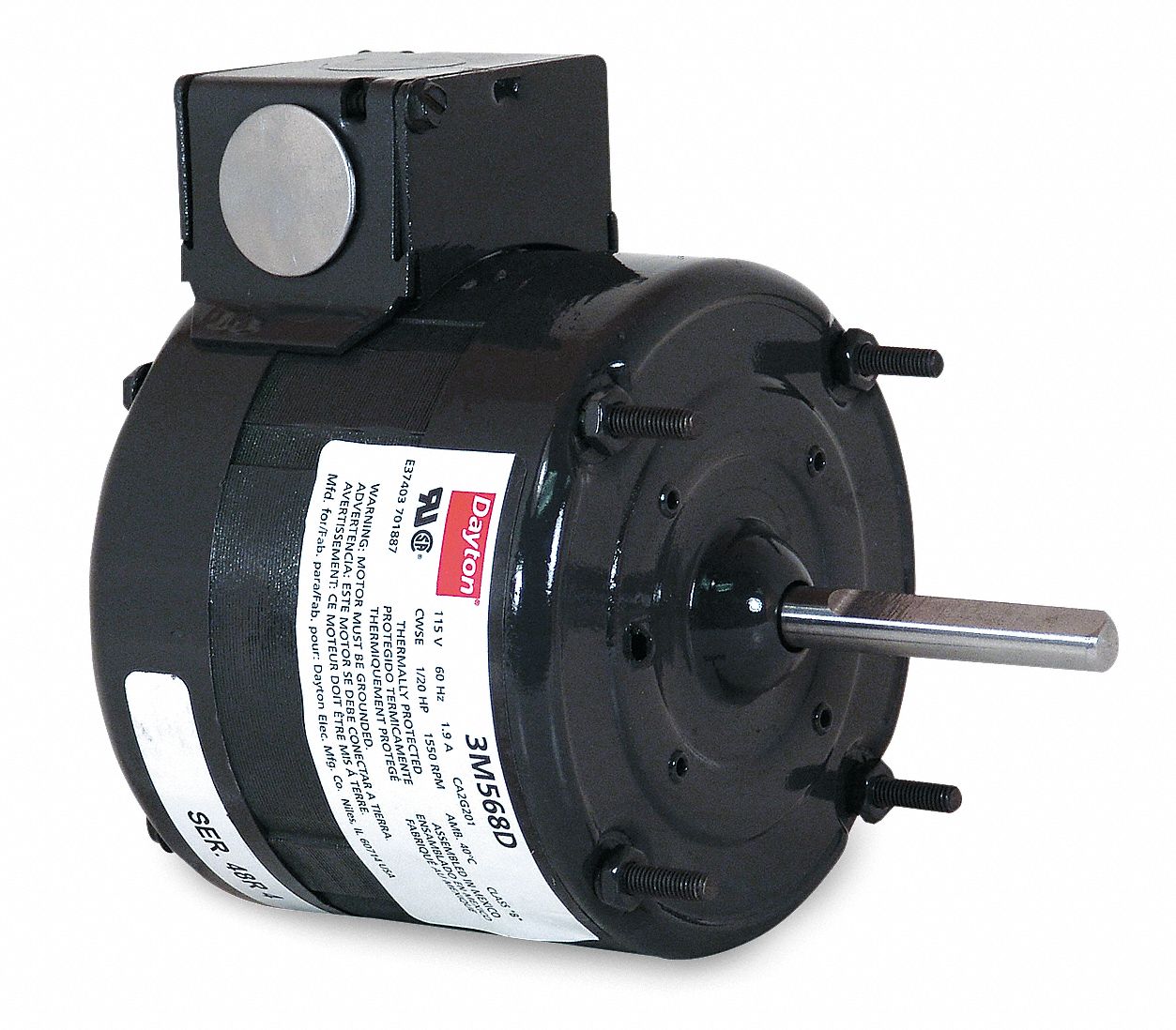 HVAC Motor, 1/20 HP, 1550 rpm, 115V
