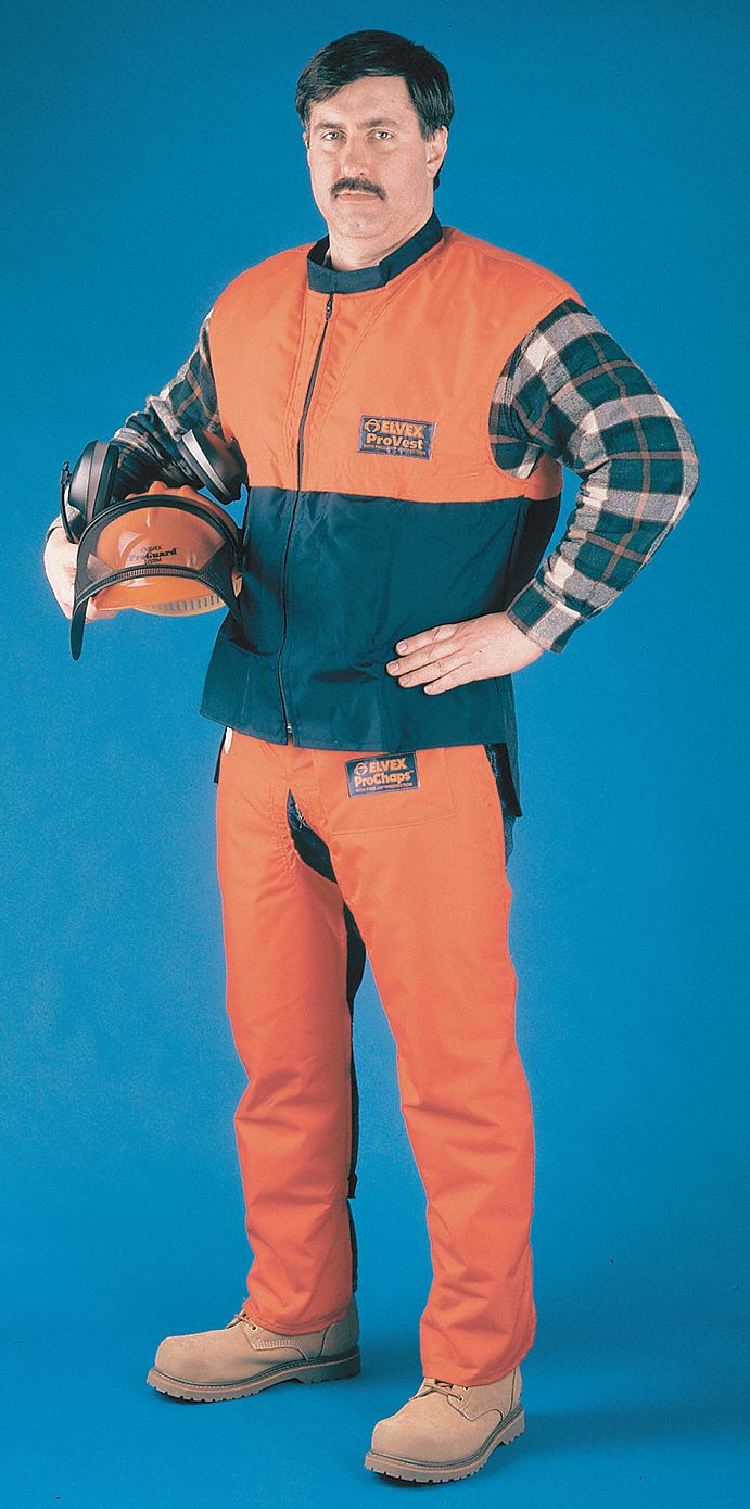 Chain Saw Chaps, Orange, 36 In. L, Nylon