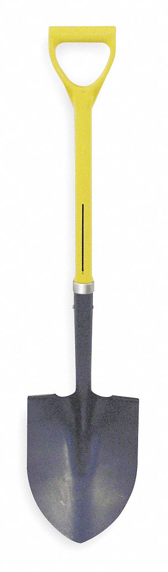 Round Point Shovel, 27 In. Handle, 16 ga.