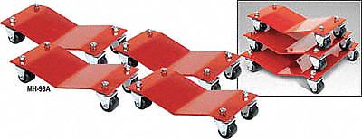 Car Dollies, 16 x 16 In, 6000 Lb, Pk 4