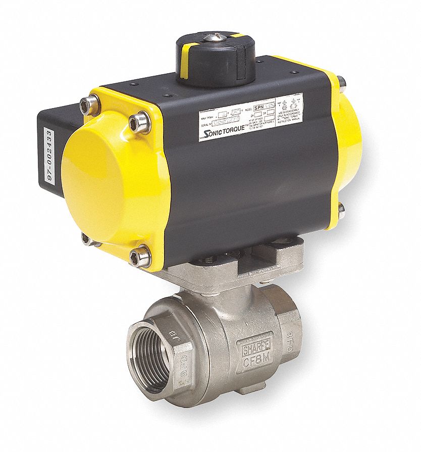 Ball Valve, Pneumatic Actuated, SS, 1 1/4In