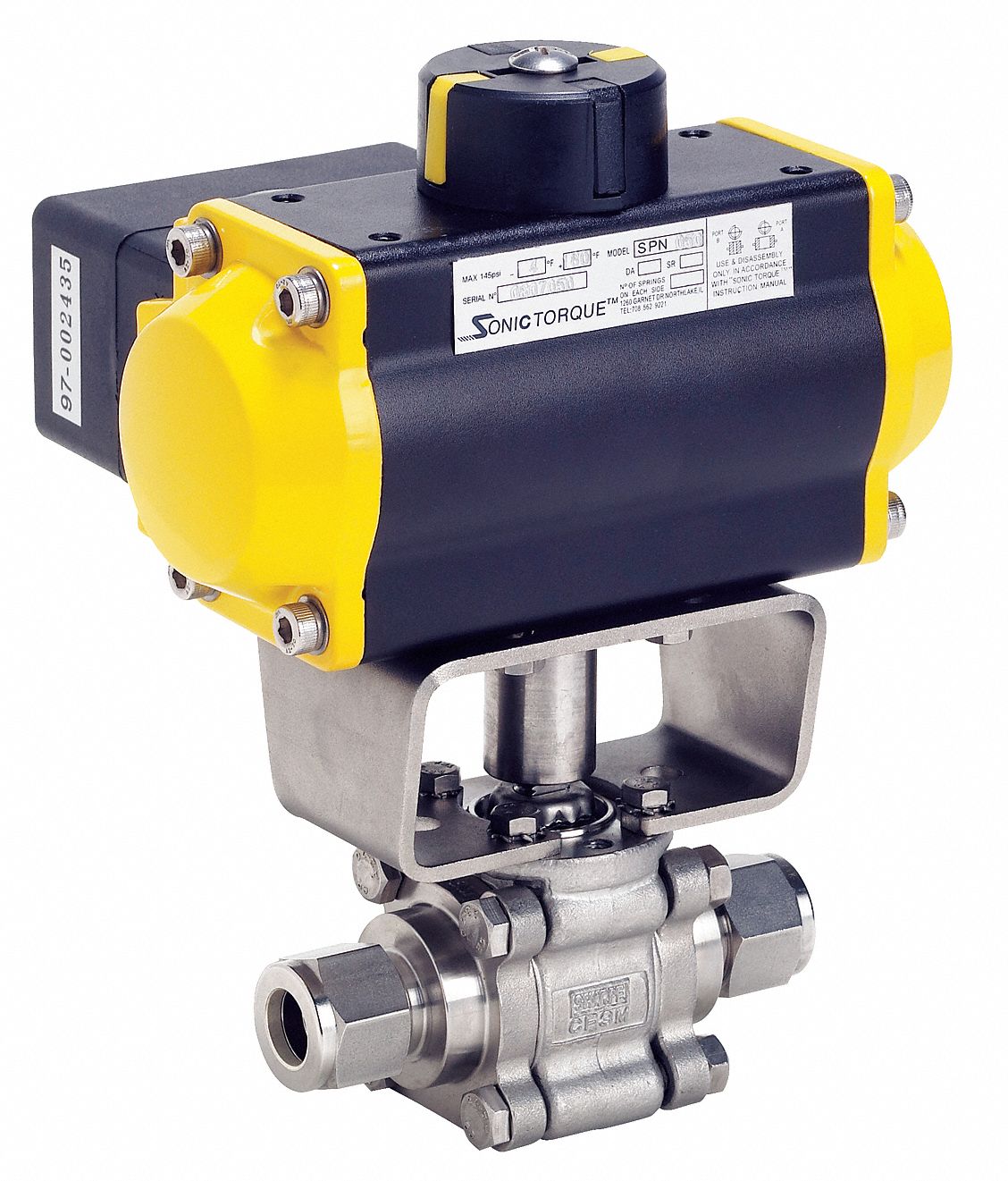Ball Valve, Pneumatic Actuated, 3/8 In