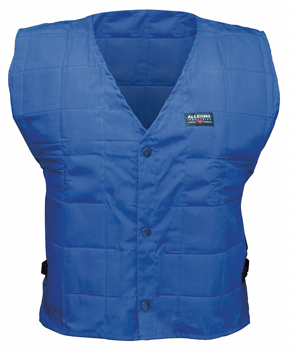 Cooling Vest, XL, Blue, Evaporative Cotton