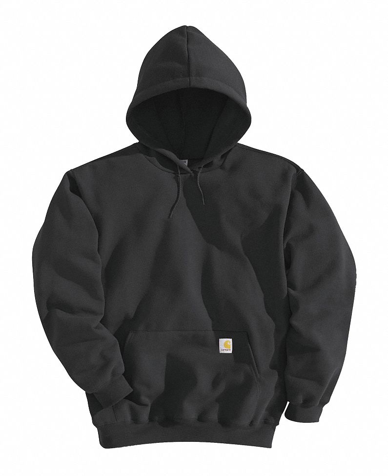 Hooded Sweatshirt, Black, Cotton/PET, 2XL
