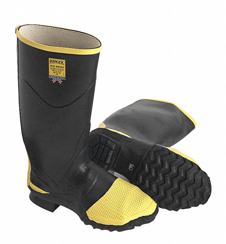 Knee Boots, Men, 13, Steel Toe, Blk, 1PR
