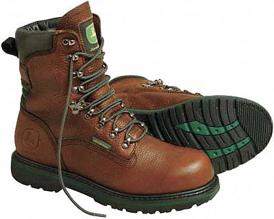 Work Boots, Pln, Mens, 9-1/2, Brown, 1PR