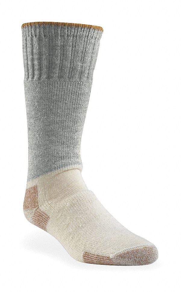Outdoor, Socks, Mid-Calf, Mens, XL, Gray, 1 Pr