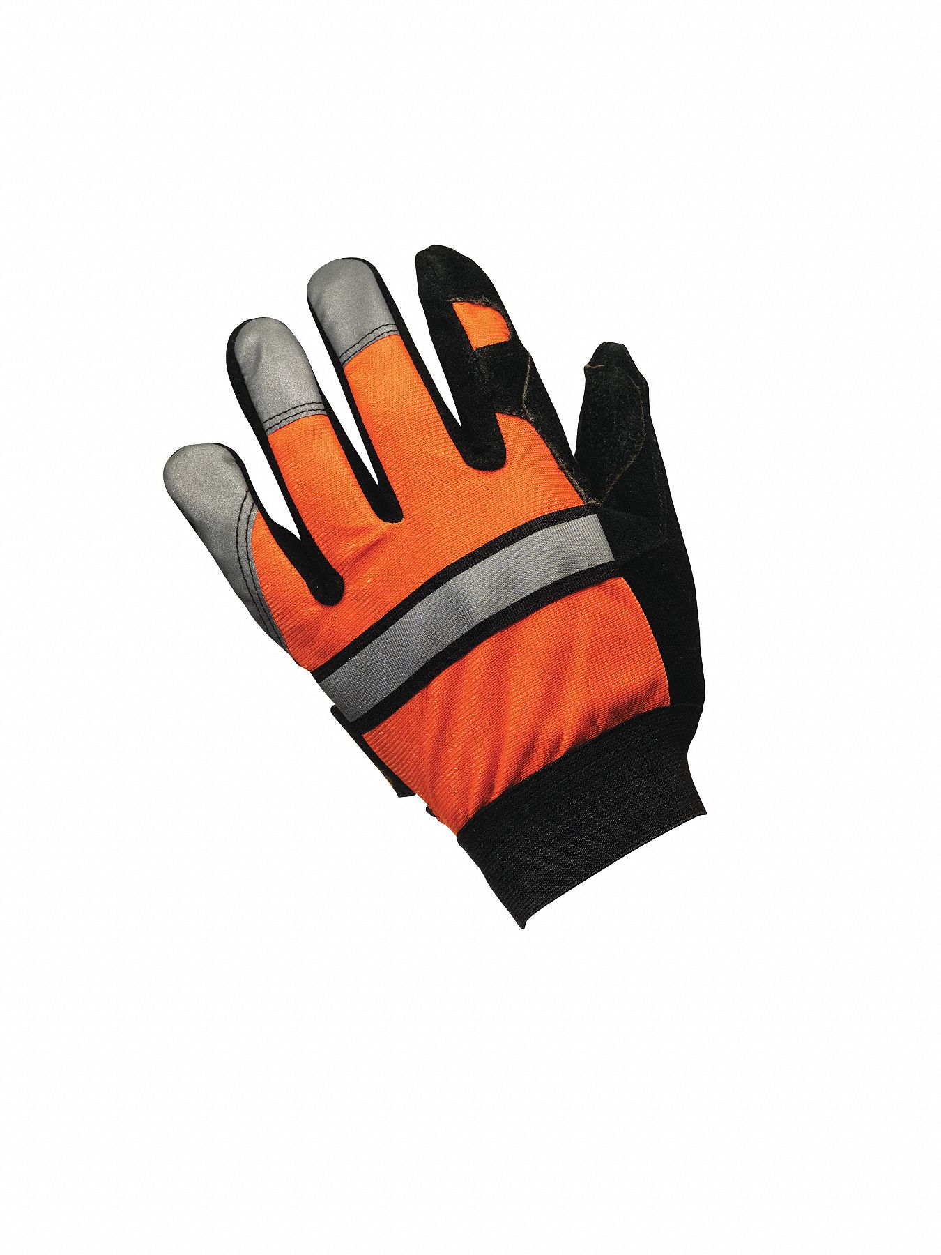 Leather Gloves, Hi Vis Orange, M, PR