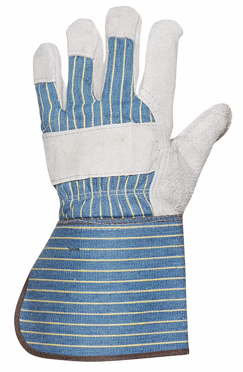 Leather Gloves, Gauntlet, Blue/Gray, L, PR