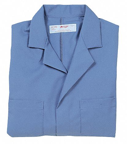 Collared Lab Coat, XL, Blue, 43-3/4 In. L