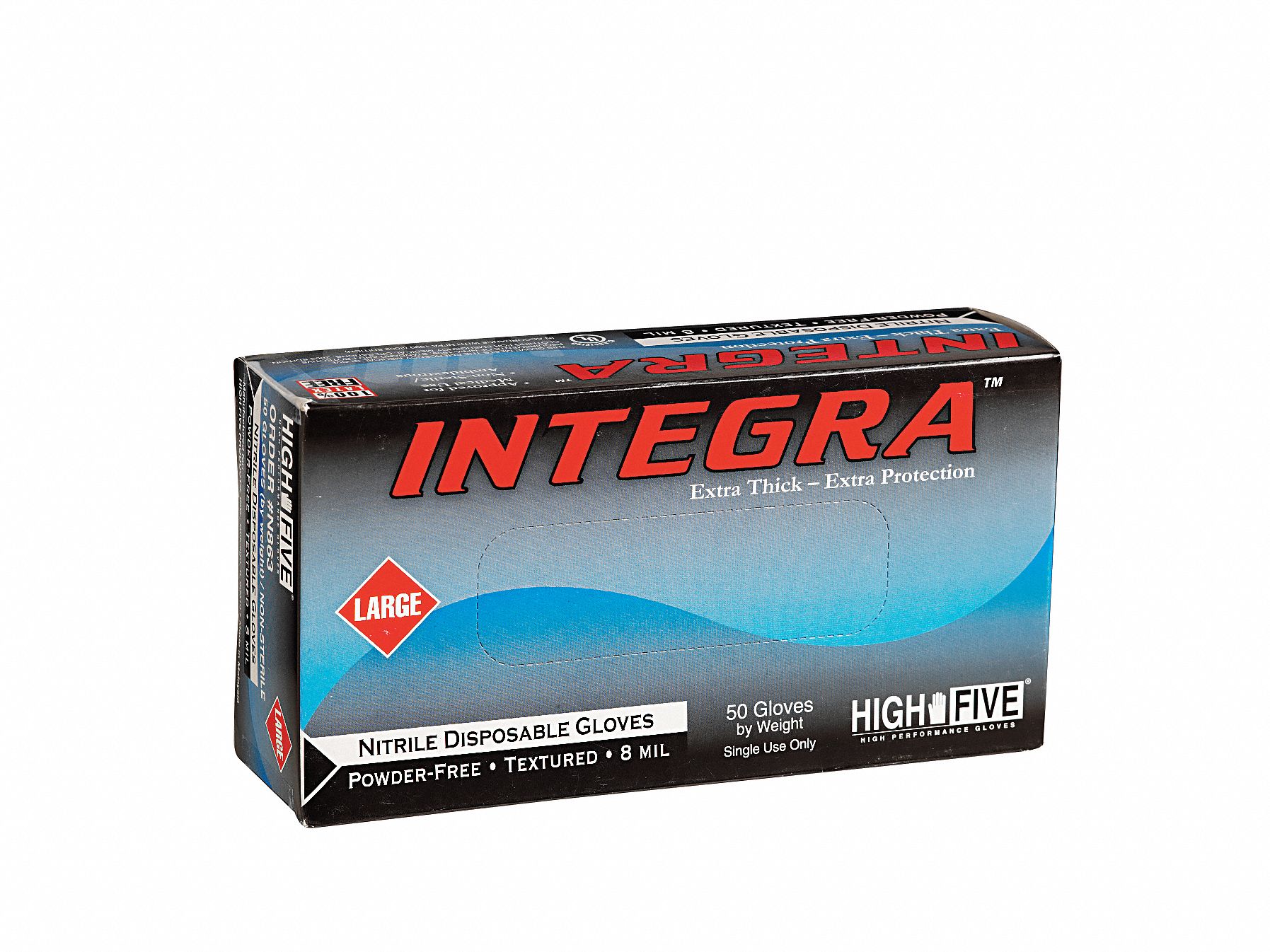 Disposable Gloves, Nitrile, L, Blue, PK50