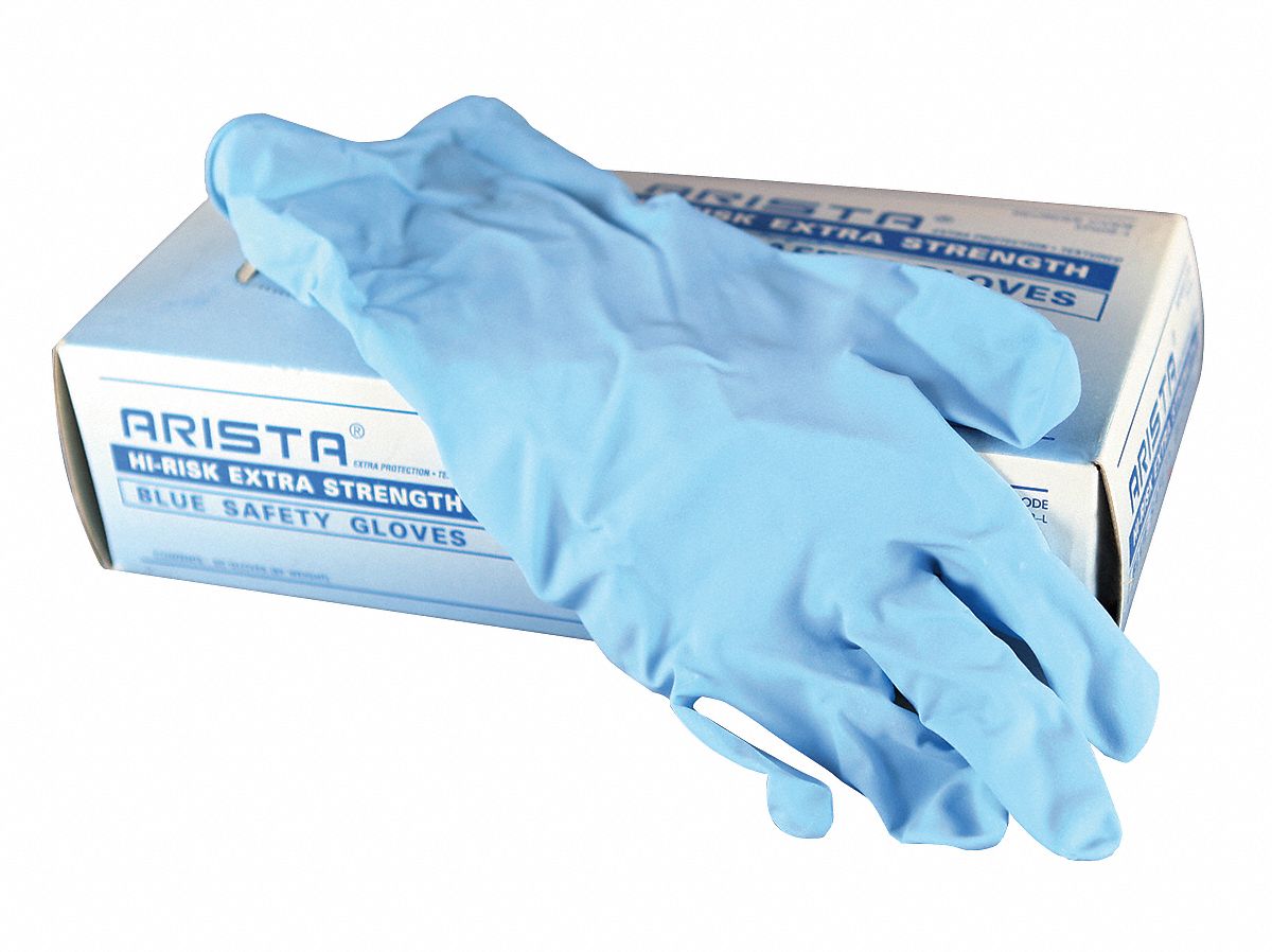 Disposable Gloves, Latex, XL, Blue, PK50