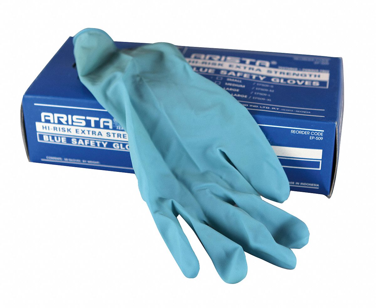 Disposable Gloves, Latex, XL, Blue, PK50