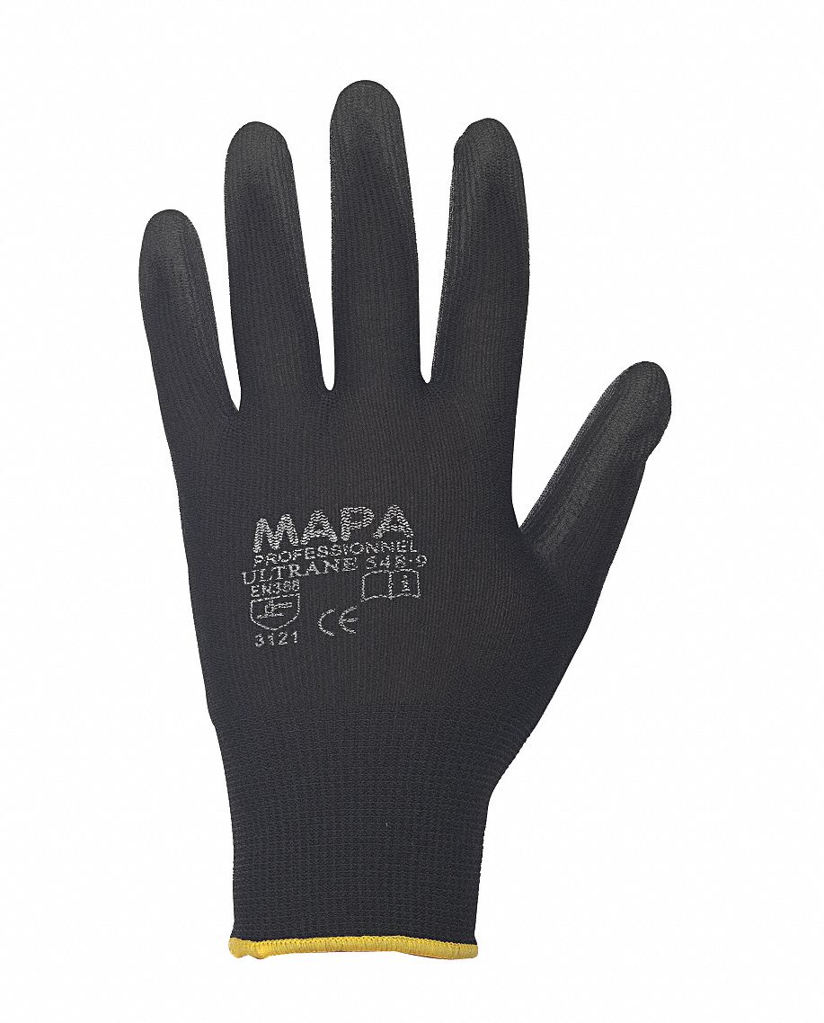 Coated Gloves, 10/XL, Black, PR