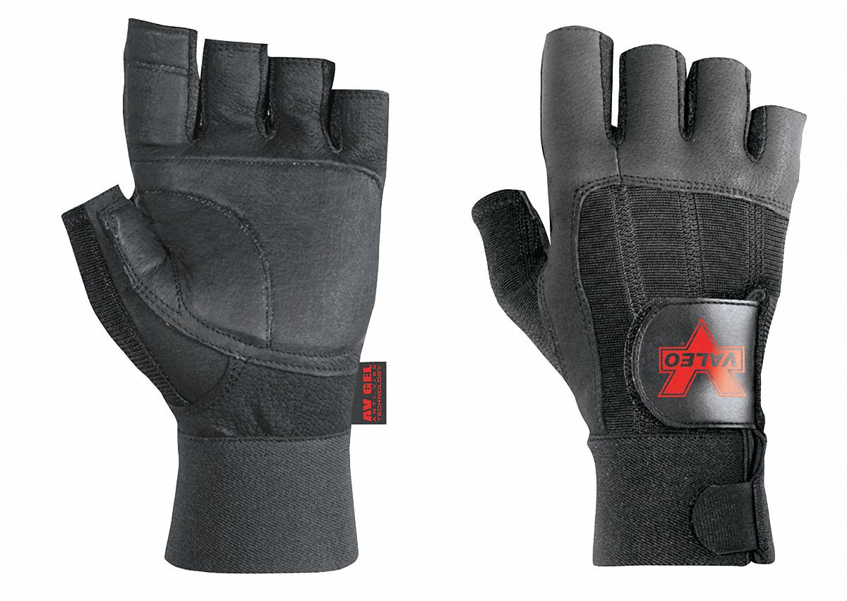 Anti-Vibration Glove, M, Black, Half Finger