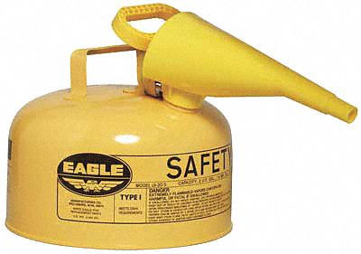 Type I Safety Can, 2 gal, Ylw, 9-1/2In H