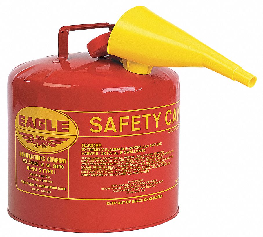 Type I Safety Can, 5 gal., Red, 13-1/2In H