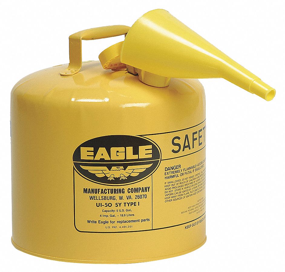 Type I Safety Can, 5 gal, Yellow, 13-1/2In