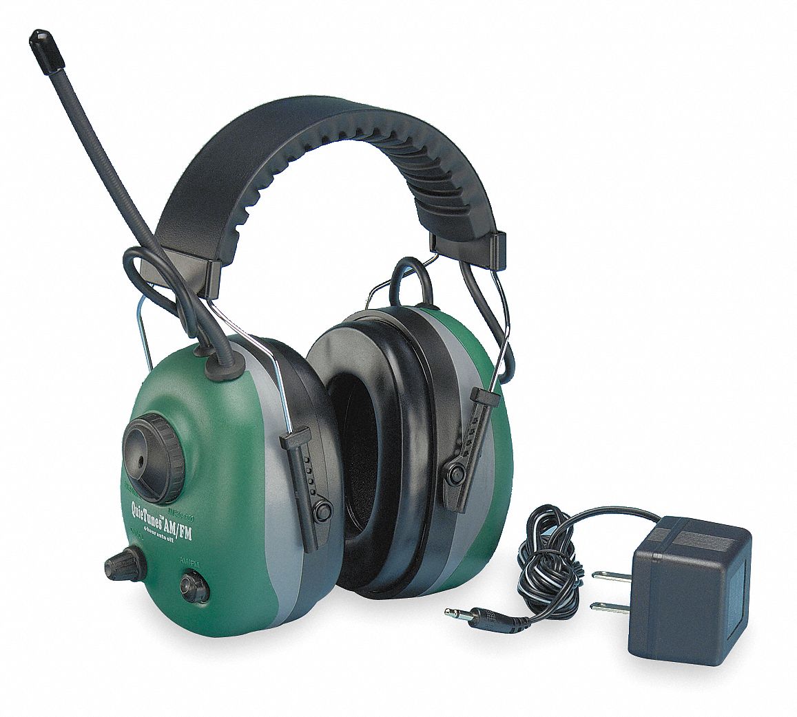 Electronic Ear Muff, 22dB, Over-the-H, Grn