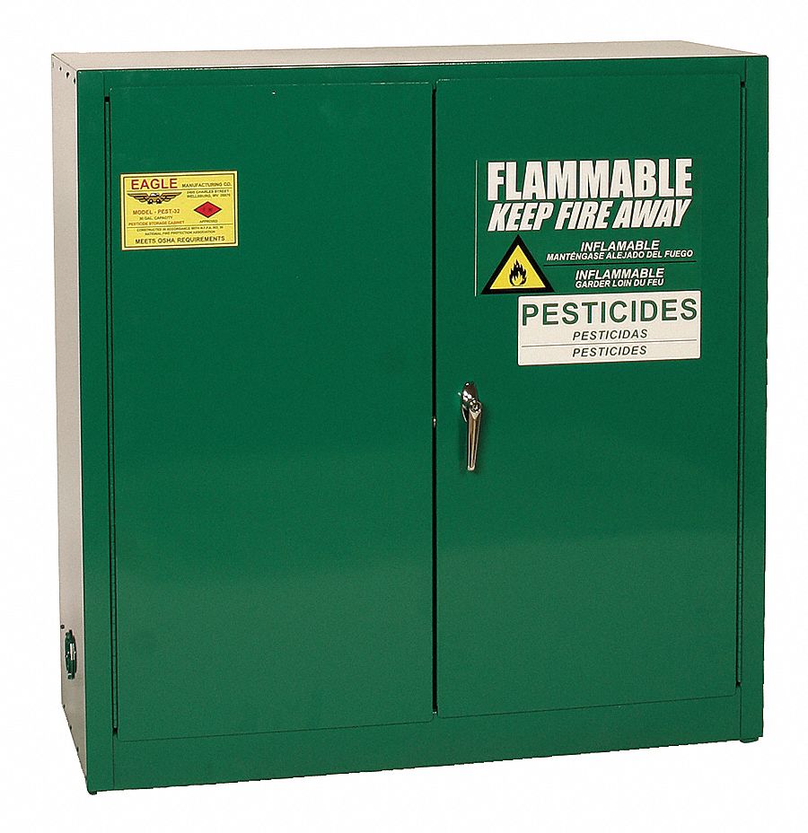 Steel Cabinet, Pesticide, Green, 30 Gal