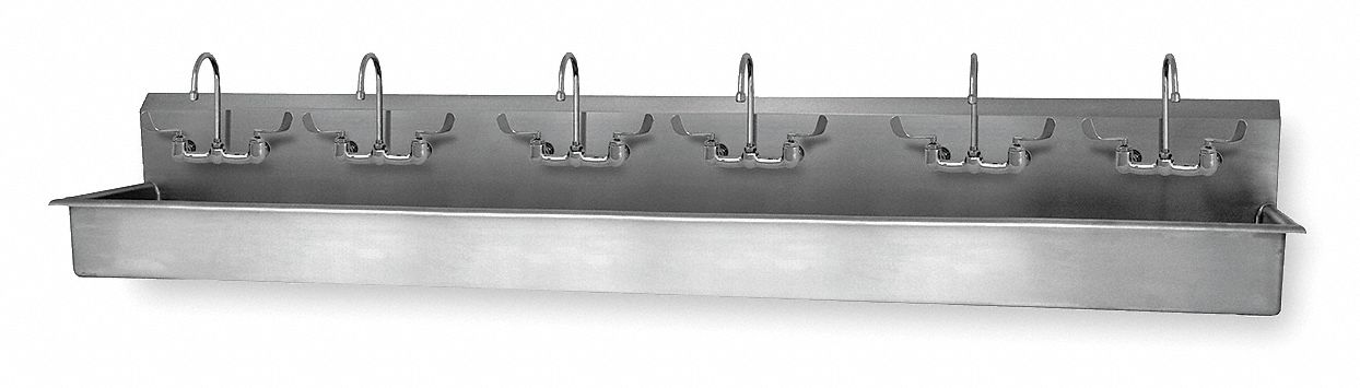 Hand Sink 6 Person, Wrist Blade, 120 In L