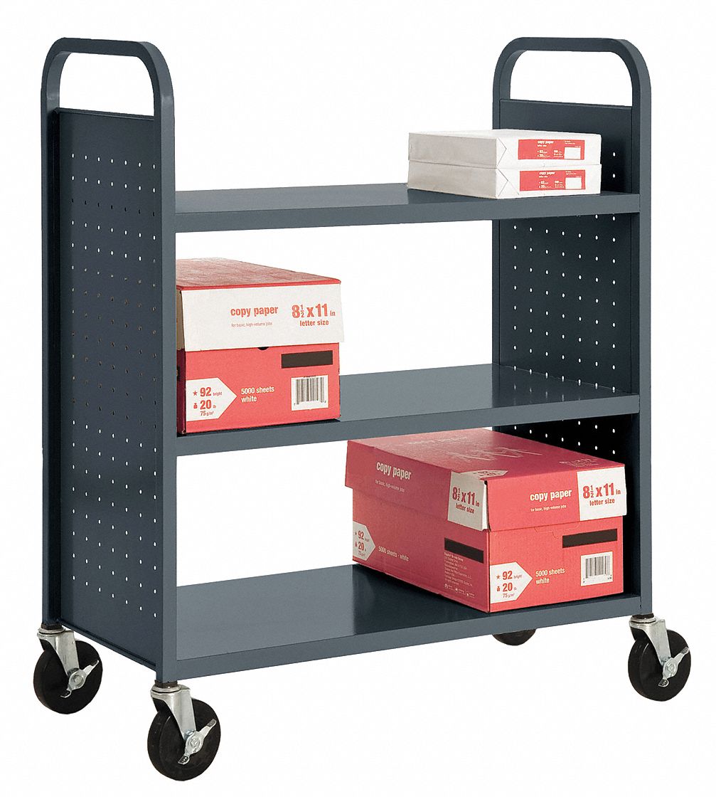 Book Truck, 42Hx37Wx18D In, 3 Shelves, Char
