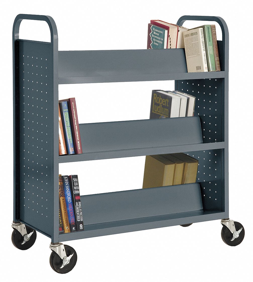 Book Truck, 42Hx37W In, 6 Shelves, Char