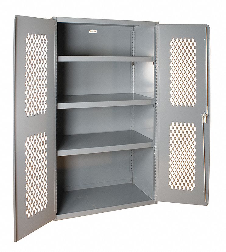 Storage Cabinet, Welded, Gray