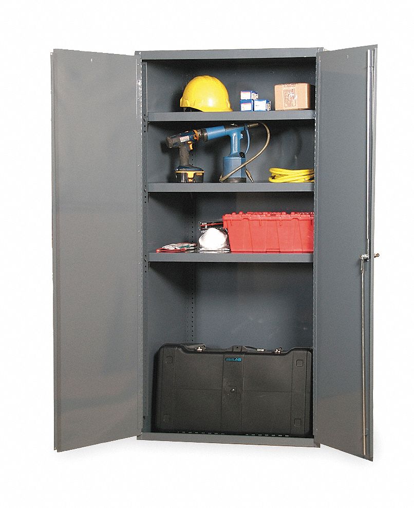 Storage Cabinet, Welded, Gray