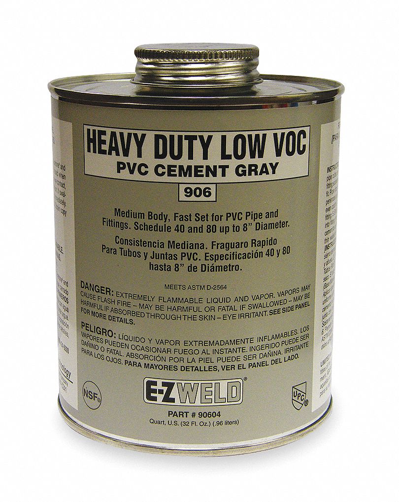 Heavy Duty PVC Cement, 32 Oz, Gray
