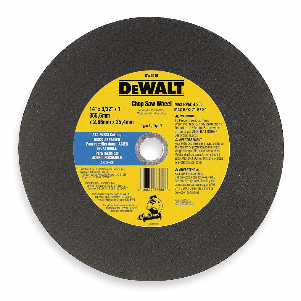 Abrsv Cut Whl, 14 In D, 7/64 In T, 1 In AH