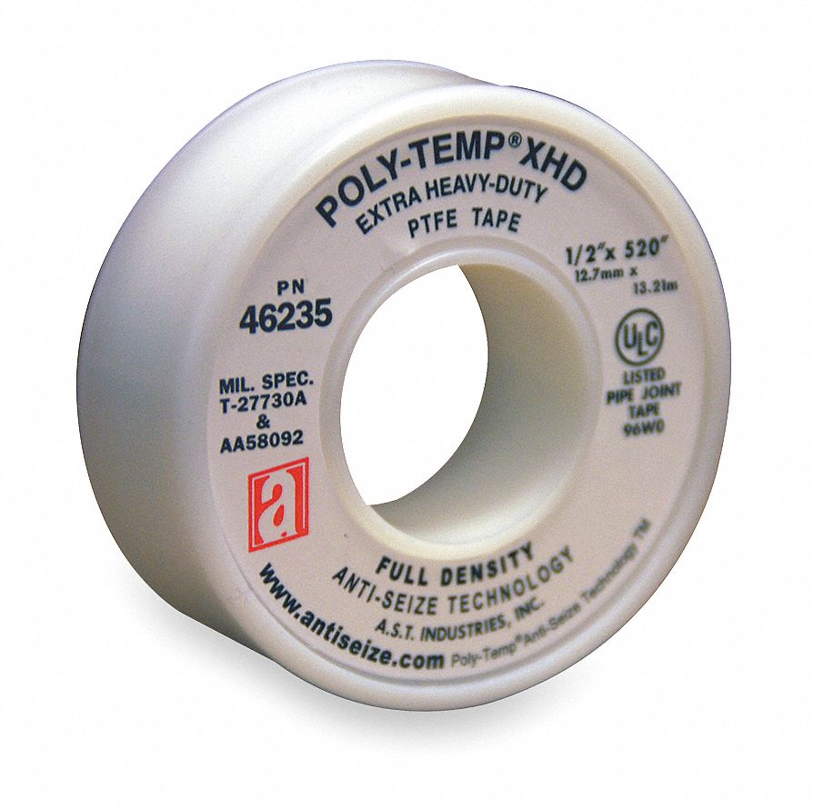 Thread Sealant Tape, PTFE, 1/2 x 520 In