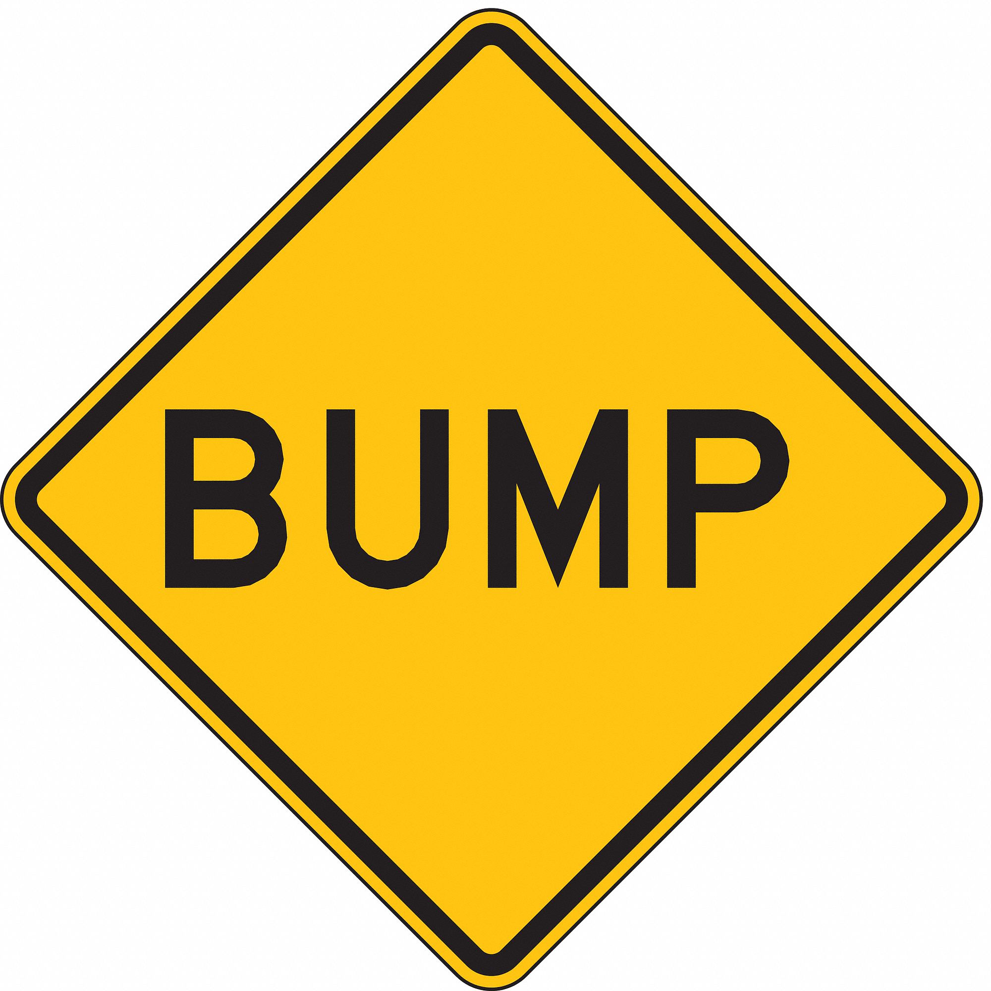 Traffic Sign, 12 x 12In, BK/YEL, Bump, Text