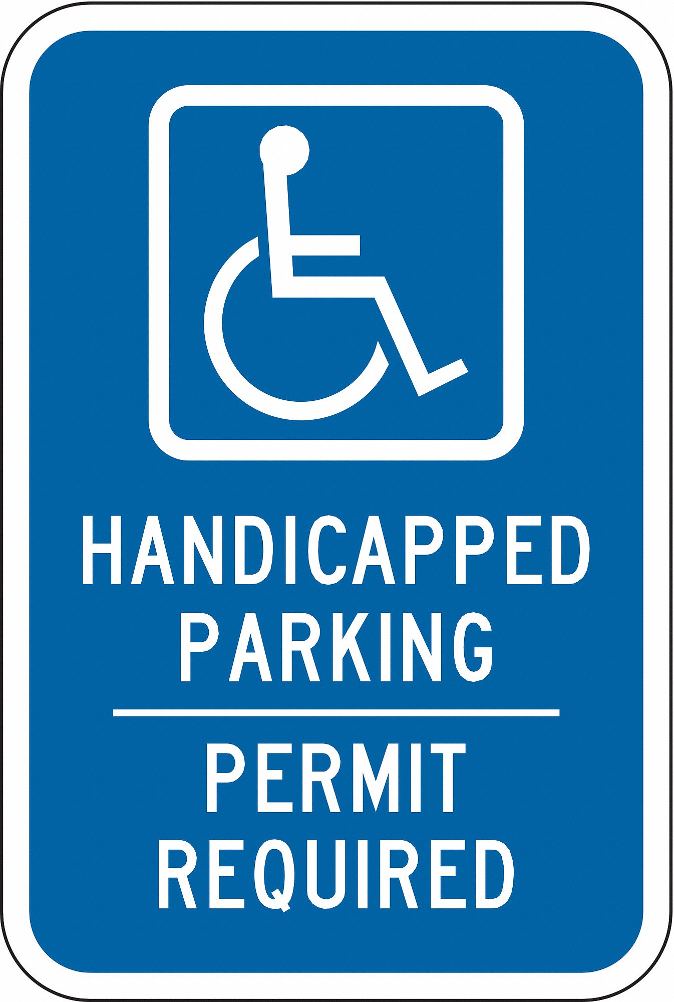 Parking Sign, 18 x 12In, WHT/BL, G-53, MUTCD