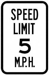 Traffic Sign, 18 x 12In, BK/WHT, SP LIM 5