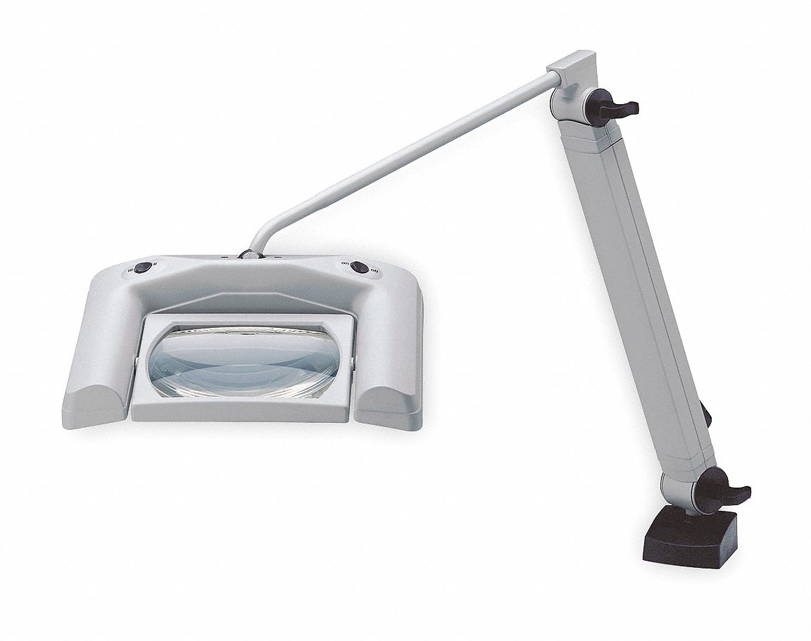Magnifier Task Light, Reach 43 In, Gray