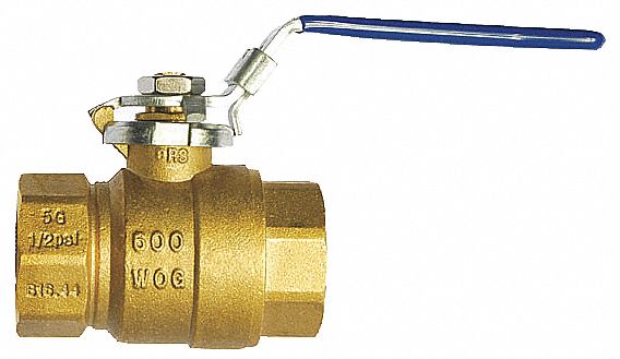 Ball Valve, 2 Pc, 3/4 In, Brass, FNPT