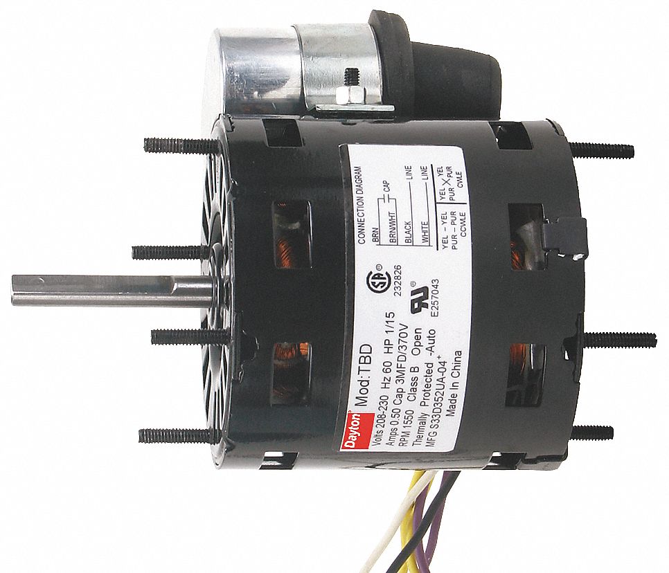 HVAC Motor, 1550 rpm, 208-230V, 1/15 HP