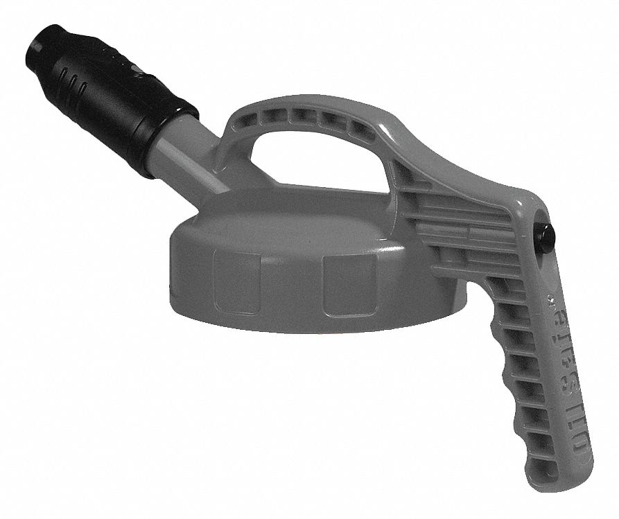 Stumpy Spout Lid, w/1 In Outlet, HDPE, Gray