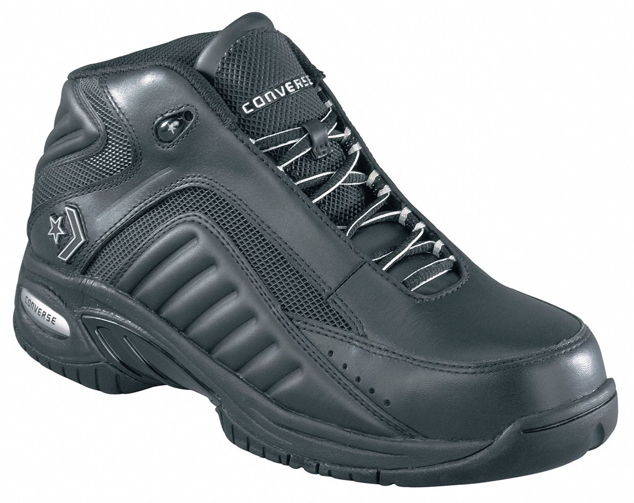 Athltc Work Shoe, Elastomr, Mn, 10, Blk, 1PR