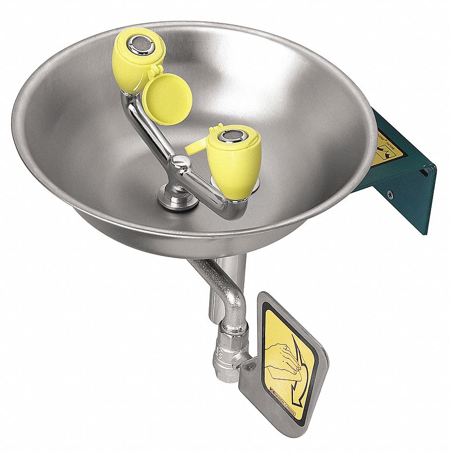 Eyewash Station, Wall Mount, SS, 16-1/4 W