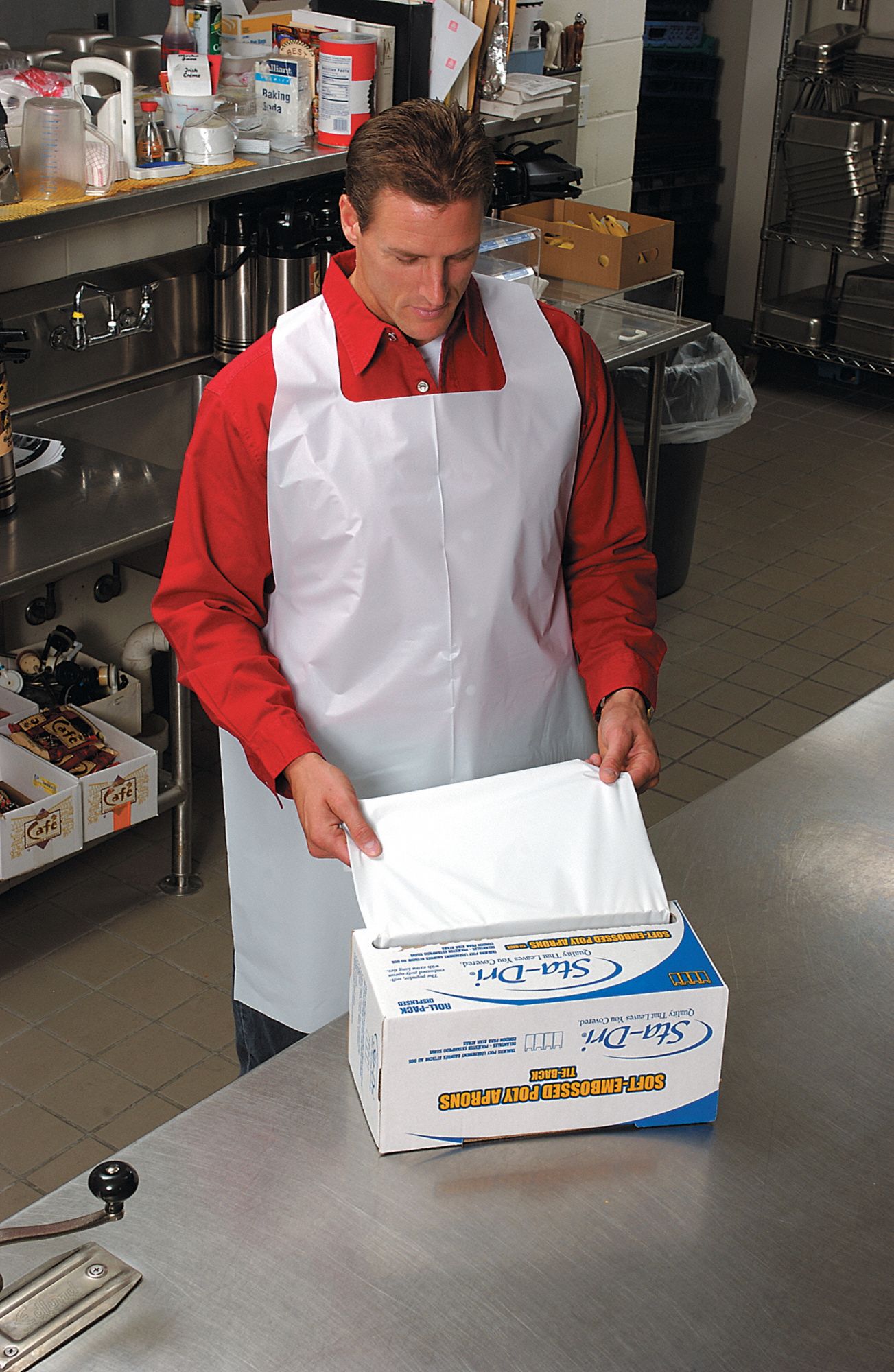 Disposable Apron, White, 28 In. L, PK 100